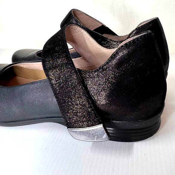 DANSKO Audrey Mary Janes Women's 9.5/EU 40 Ballet Flat Black Leather Sparkle - Picture 6 of 11